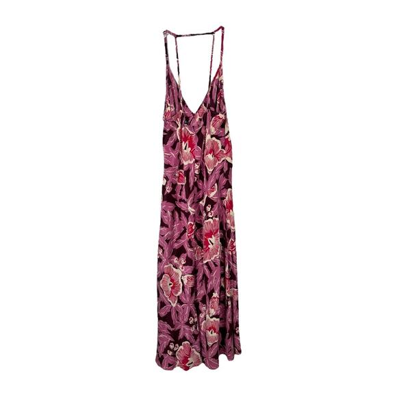 Equipment Allianna Floral Print Silk Dress Small Hawaiian Retro Midi Purple Red - Picture 5 of 9